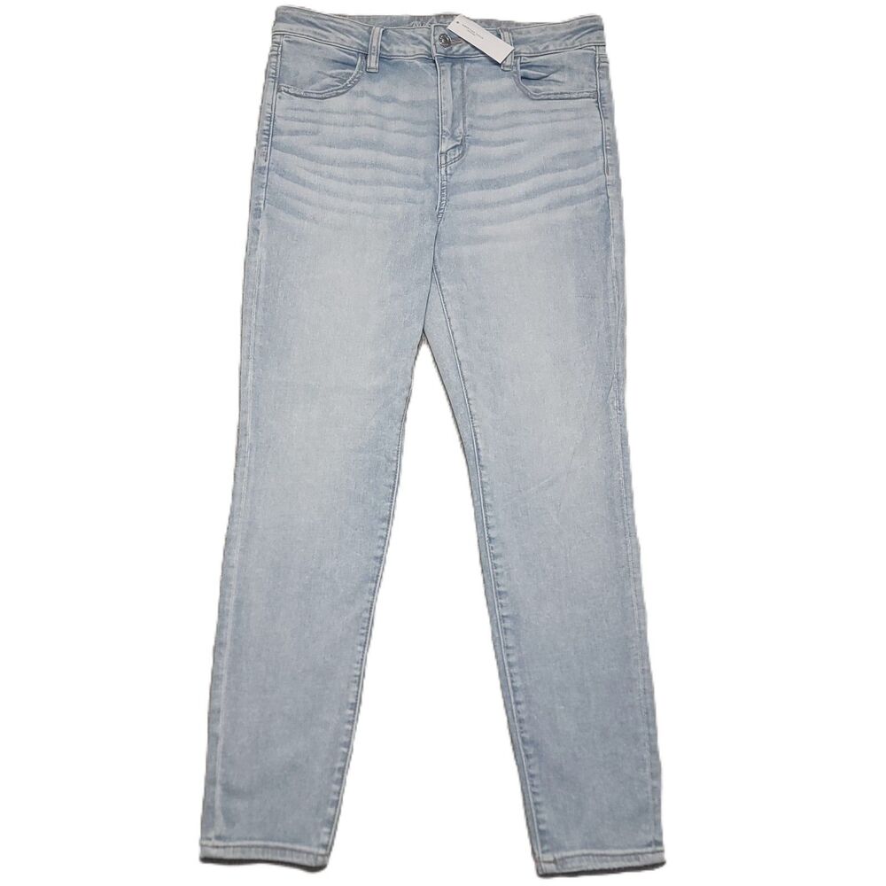 American Eagle Hi Rise Jegging Jeans Women 14 Stretch Light Blue Denim Pants